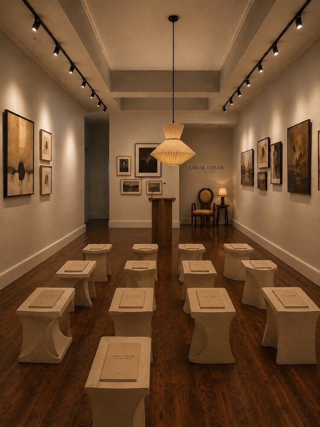 Gallery seating arranged for a Local Color workshop
